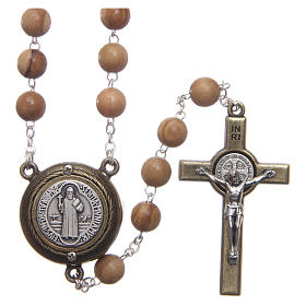 Rosary in light brown wood with Pope Francis talking prayer ITALIAN 8 mm