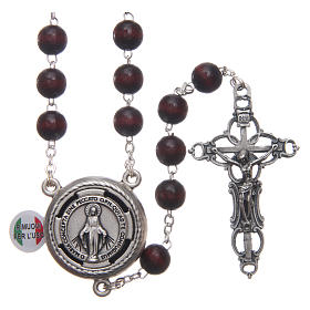 Rosary in burgundy wood with center piece talking Pope Francis prayer ITALIAN 8 mm