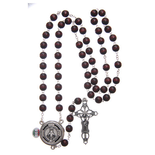 Rosary in burgundy wood with center piece talking Pope Francis prayer ITALIAN 8 mm 4
