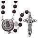Rosary in burgundy wood with center piece talking Pope Francis prayer ITALIAN 8 mm s2