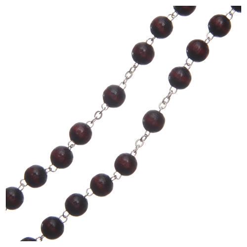 Rosary in burgundy wood with center piece talking Pope Francis prayer ITALIAN 8 mm 3