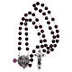Rosary in burgundy wood with center piece, talking, Pope Francis prayer ENGLISH 8 mm s4