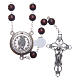 Rosary in burgundy wood with center piece, talking, Pope Francis prayer ENGLISH 8 mm s2