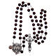 Rosary in burgundy wood with talking center piece Pope Francis prayer spanish 8 mm s4