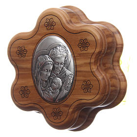 Flower case in olive wood with wooden rosary 5 mm