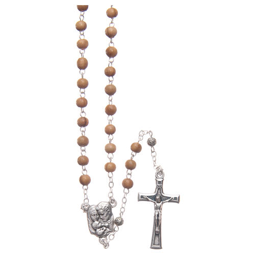 Flower case in olive wood with wooden rosary 5 mm 3