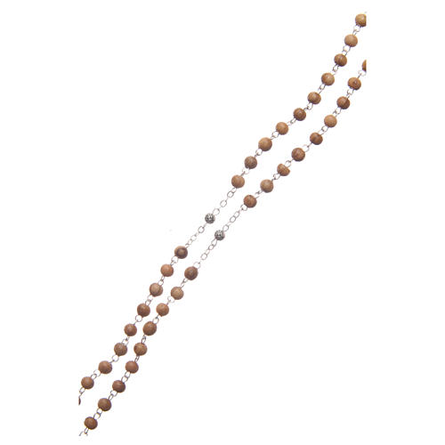 Flower case in olive wood with wooden rosary 5 mm 5