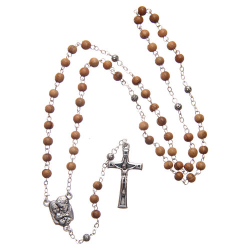 Flower case in olive wood with wooden rosary 5 mm 6
