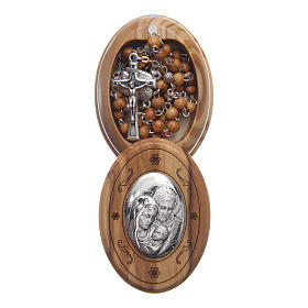 Oval case in olive wood with wooden rosary 5 mm