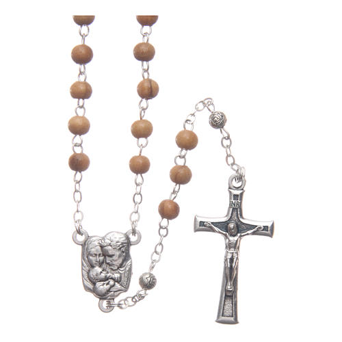 Oval case in olive wood with wooden rosary 5 mm 3