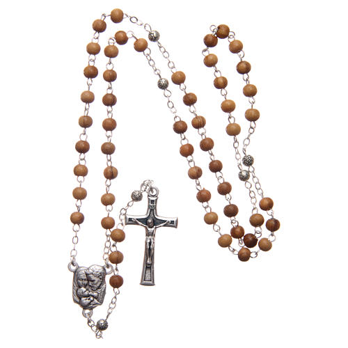 Oval case in olive wood with wooden rosary 5 mm 6