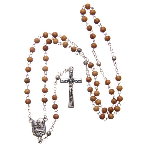 Heart case in olive wood with wooden rosary 5 mm 6