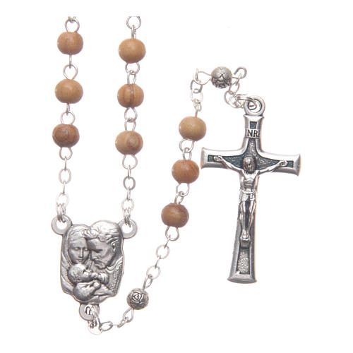 Square case in olive wood with wooden rosary 5 mm 3
