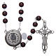 Wooden rosary burgundy with talking center piece Pope Francis prayer FRENCH 8 mm s2