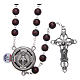 Wooden rosary burgundy with talking center piece Pope Francis prayer FRENCH 8 mm s1