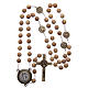 Saint Benedict rosary in light brown wood with talking center piece Saint Benedict prayer SPANISH 8 mm s4