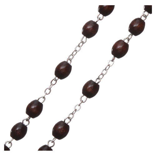 Our Lady of Lourdes wooden rosary 4x3 mm beads, dark brown 3