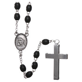 Rosary in wood Our Lady of Lourdes 4x3 mm grains, black