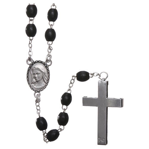 Rosary in wood Our Lady of Lourdes 4x3 mm grains, black 2