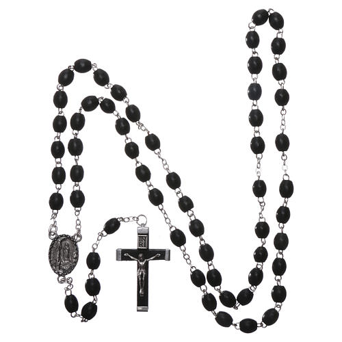 Rosary in wood Our Lady of Lourdes 4x3 mm grains, black 4