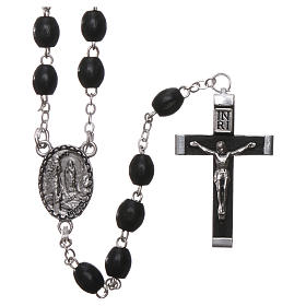 Our Lady of Lourdes wooden rosary 4 mm beads, black