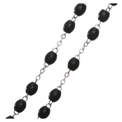 Our Lady of Lourdes wooden rosary 4 mm beads, black 3