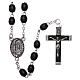 Our Lady of Lourdes wooden rosary 4 mm beads, black s1