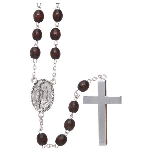 Rosary in wood Our Lady of Lourdes 4x3 mm grains, dark brown 2