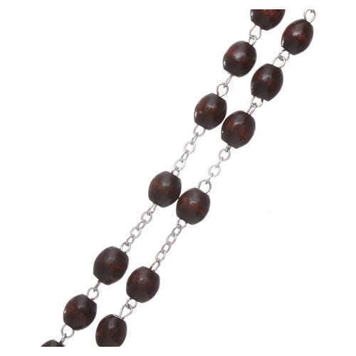Our Lady of Lourdes wooden rosary 4 mm beads, dark brown 3