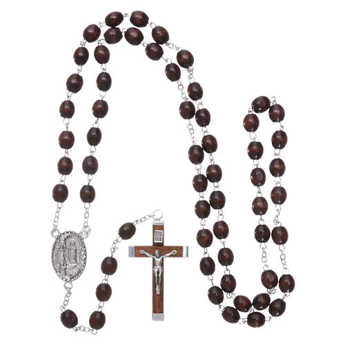 Our Lady of Lourdes wooden rosary 4 mm beads, dark brown 4