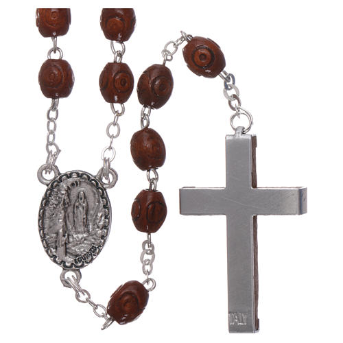 Rosenkranz Holz Perlen 4mm Gottesmutter von Lourdes 2
