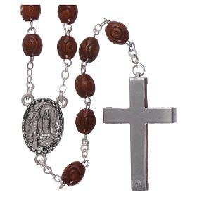 Rosary in natural wood Our Lady of Lourdes 4x3 mm grains