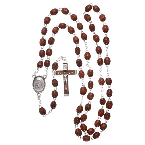Rosary in natural wood Our Lady of Lourdes 4x3 mm grains 4
