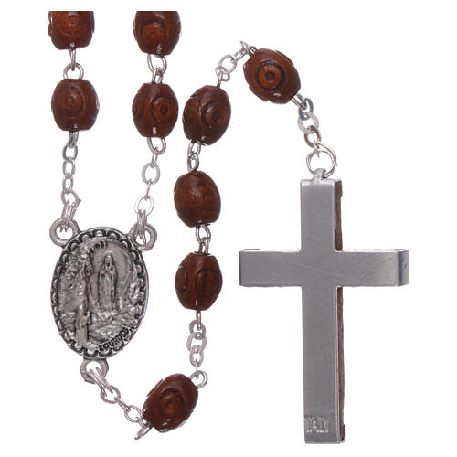 Wood rosary Our Lady of Lourdes natural wood beads 4 mm 2