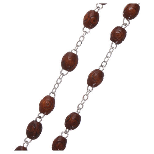Wood rosary Our Lady of Lourdes natural wood beads 4 mm 3