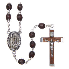 Rosary in wood Our Lady of Lourdes 5x4 mm grains, dark brown