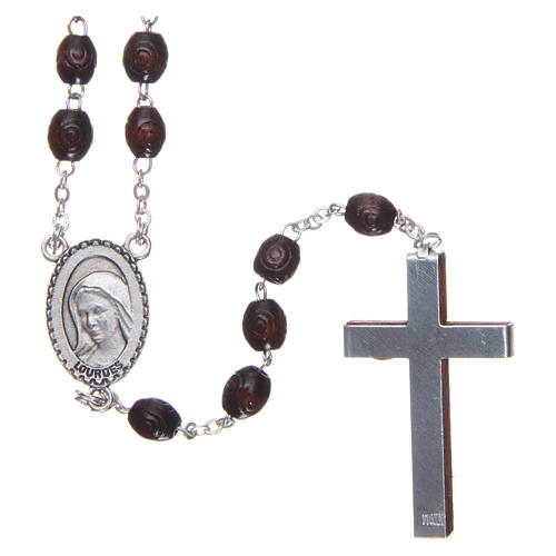 Rosary in wood Our Lady of Lourdes 5x4 mm grains, dark brown 2