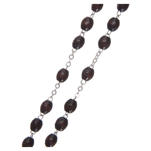 Rosary in wood Our Lady of Lourdes 5x4 mm grains, dark brown 3