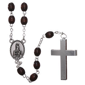 Rosary in wood Our Lady of Fatima 4x3 mm grains, dark brown