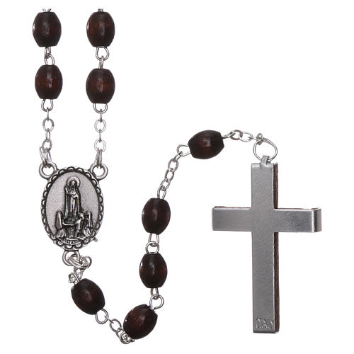 Rosary in wood Our Lady of Fatima 4x3 mm grains, dark brown 2