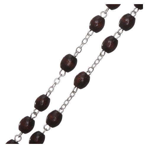 Rosary in wood Our Lady of Fatima 4x3 mm grains, dark brown 3