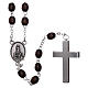 Rosary in wood Our Lady of Fatima 4x3 mm grains, dark brown s2