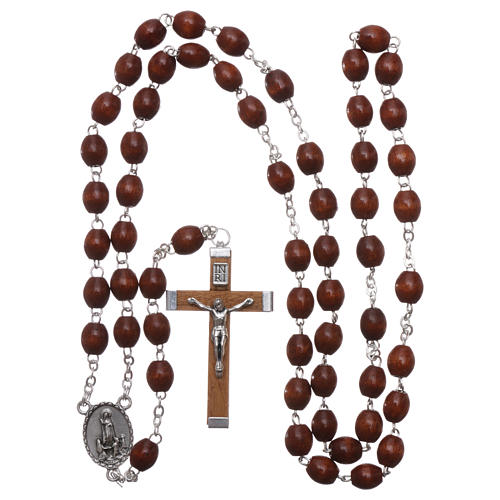 Rosary in natural wood Our Lady of Fatima with Fatima soil 5x4 mm grains 4