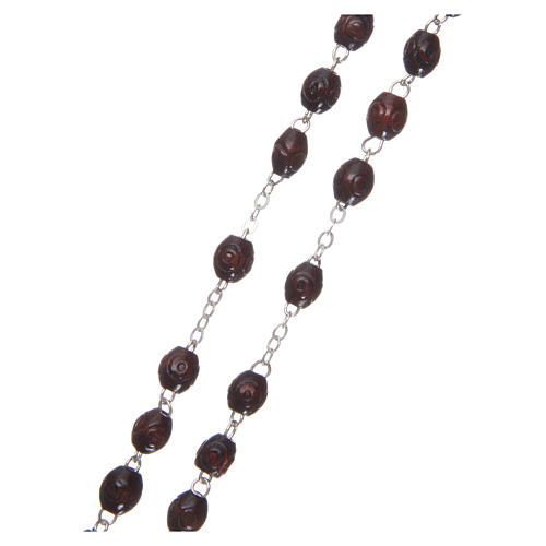 Rosary in wood Our Lady of Fatima with Fatima soil 5x3 mm grains, dark brown 3