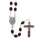 Rosary in wood Our Lady of Fatima with Fatima soil 5x3 mm grains, dark brown s1