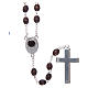 Rosary in wood Our Lady of Fatima with Fatima soil 5x3 mm grains, dark brown s2