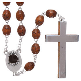 Rosary in natural wood Our Lady of Fatima with Fatima soil 6x5 mm grains