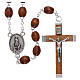 Rosary in natural wood Our Lady of Fatima with Fatima soil 6x5 mm grains s1