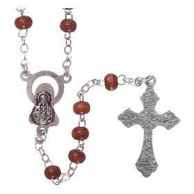 Rosary in wood 1x2 mm grains, natural colour