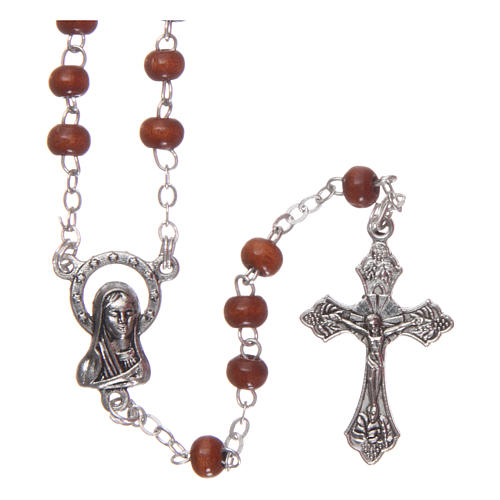 Rosary in wood 1x2 mm grains, natural colour 1